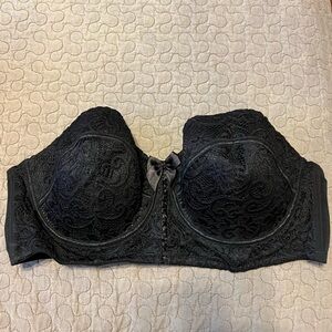 Adore Me strapless bra & panty set 40DD / 2x black lace & mesh